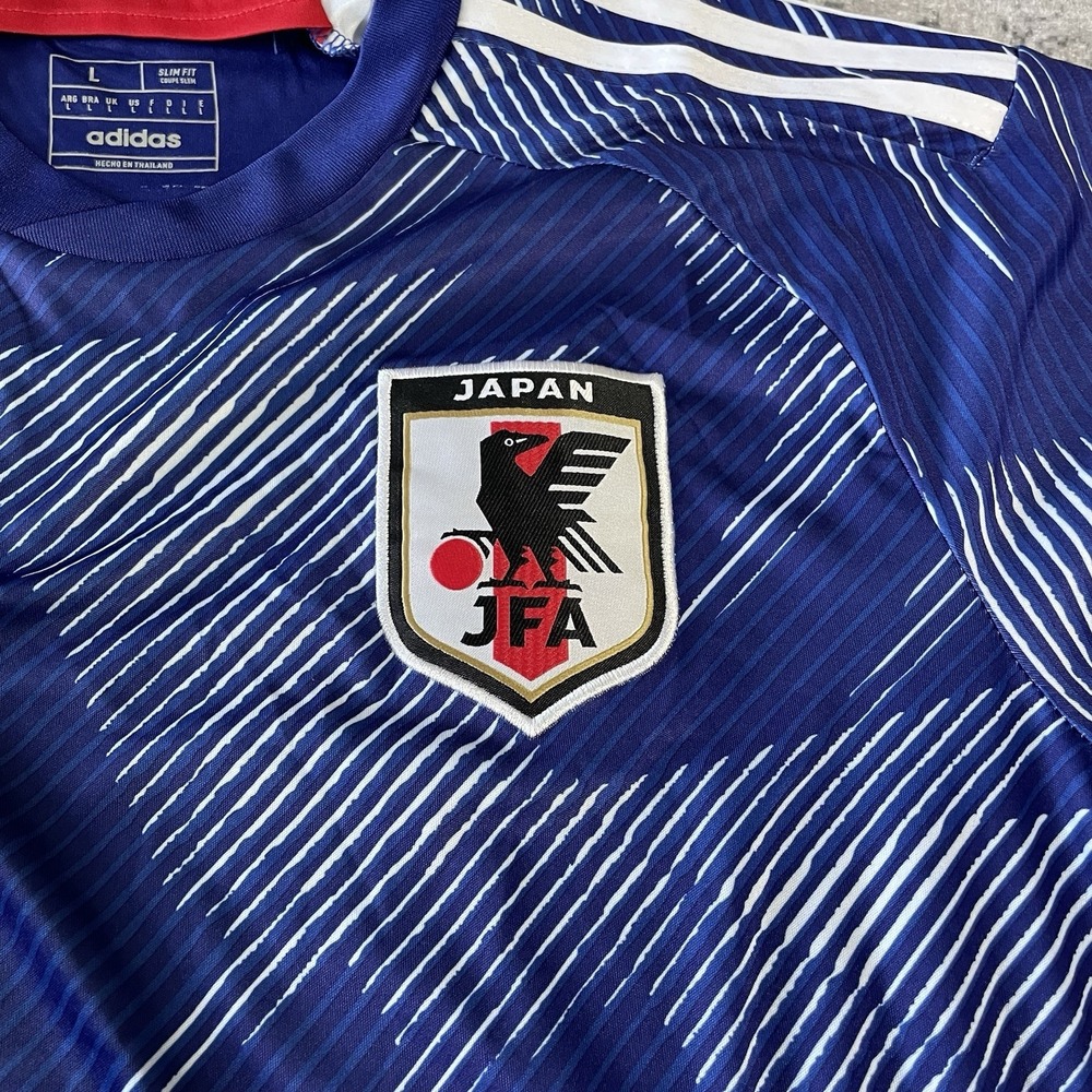 adidas Japan JFA Men's Soccer Jersey AEROREADY Slim Fit L Blue White Red - Picture 4 of 8